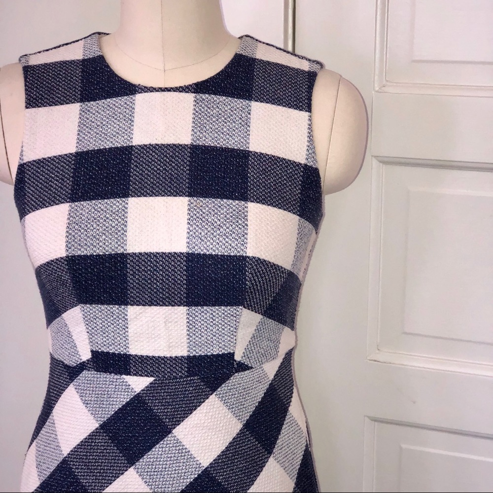Ann Taylor | Gingham navy blue dress